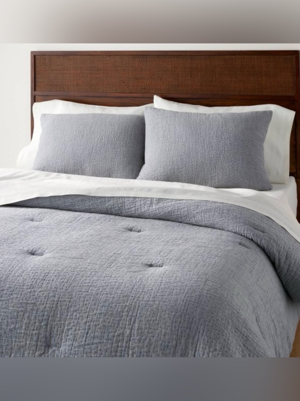 Hearth & Hand Gauze Stitch Pin Dot Sterling Blue Full/Queen Duvet Set NWT
